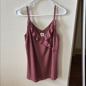CAbi Pink and White Patterned Tank Top
